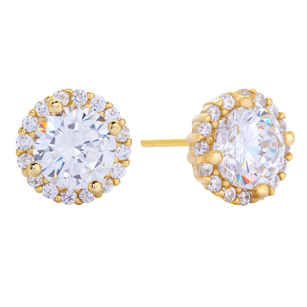 Gold Stud earrings with CZ stones